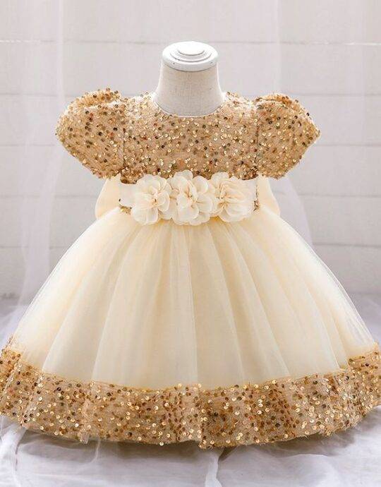 Golden frock 2024 for baby girl