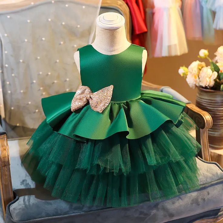 Green frock store for baby girl