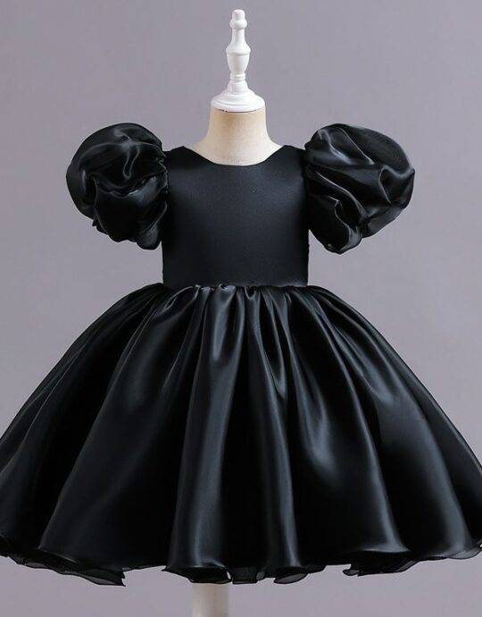 Baby Black Cotton Ruffle Dress